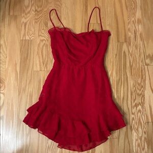 Red Sleeveless Dress with Ruffle Hem